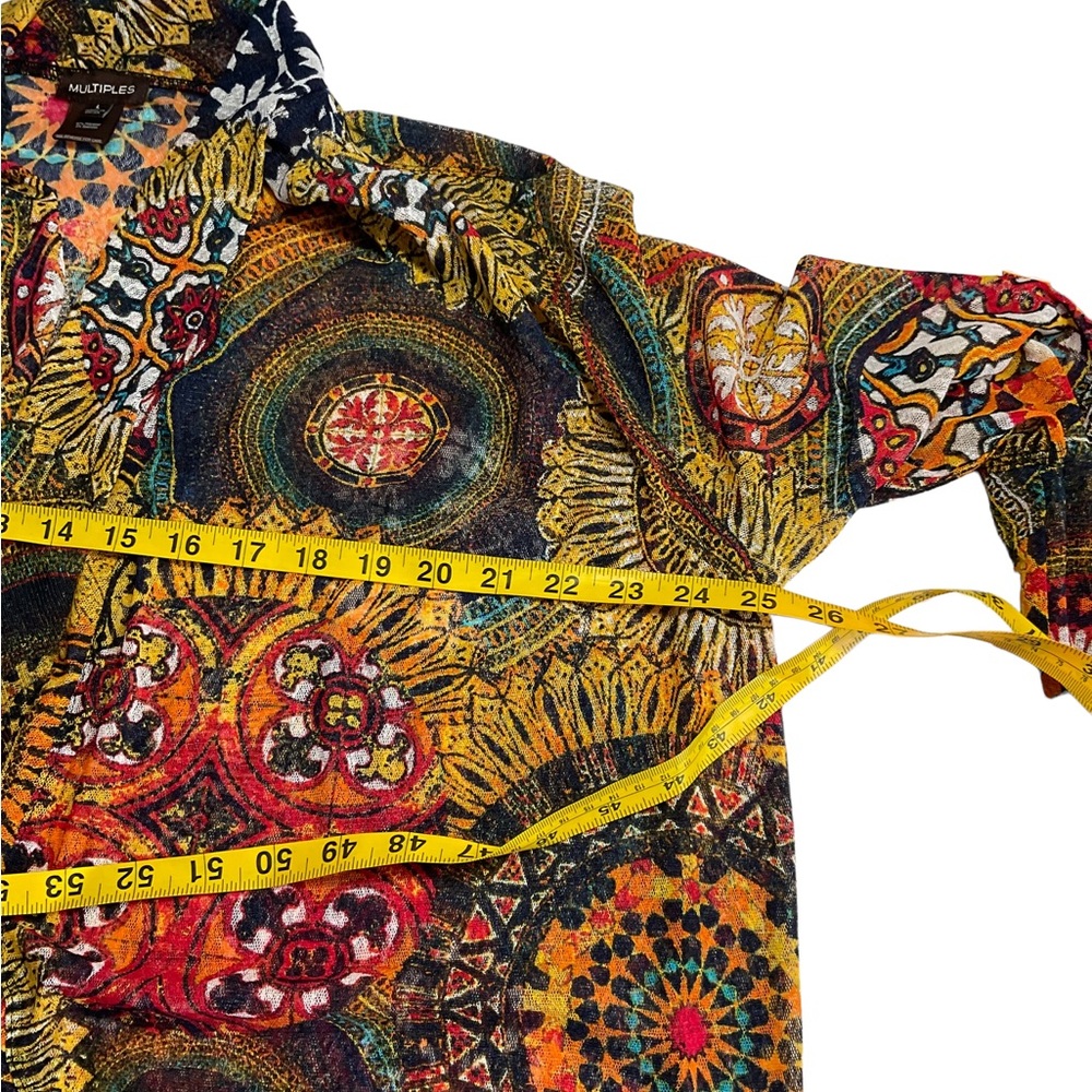 Multiples Boho Print Sheer Waterfall Front Open C… - image 7